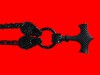 Kette Mit Anhänger "Wölfe & Thorhammer" Schwarz